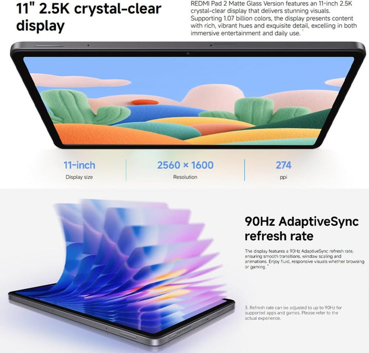 XIAOMI Redmi Pad 2, Tablet, 4 + 128 GB Massive 9000 mAh (Typ) Advanced Helio G100-Ultra Quad Speaker