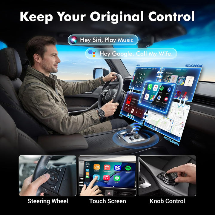 2026 Update 2-IN-1 Wireless CarPlay & Android Auto Adapter, Kabelloses CarPlay für iPhone & Android,