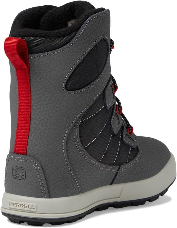 Merrell Unisex Snow Bank 4.0 WTRPF Schneestiefel 32 EU Grey Black Red, 32 EU Grey Black Red