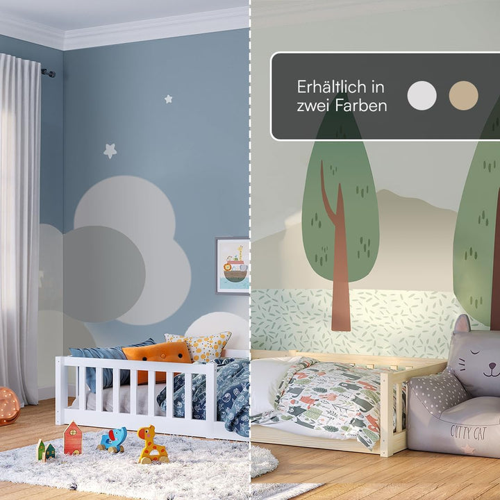 Bellabino Vere Bodenbett 90x200 cm, Massivholz Kiefer, Kleinkindbett, Natur | Montessori Kinderbett
