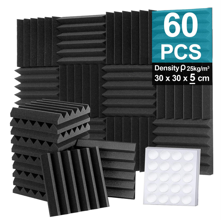 Foneso Akustikpaneele, 30x30x5 cm（Dichte:25kg/m³） Schalldämmung, Akustikschaumstoff,3D Hochdichte Sc