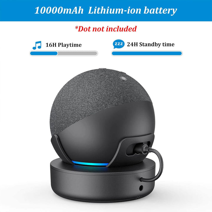 PlusAcc Dot Neueste Gen Batterie Akku- 10000mAh Akkusockel für Dot (5. /4. Generation) mit 16 Stunde