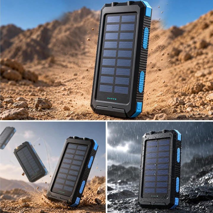 Vikeri Solar Powerbank 26800mAh, Powerbank Solar Wasserdichtes USB C Externer Akku mit 4 Outputs, Po