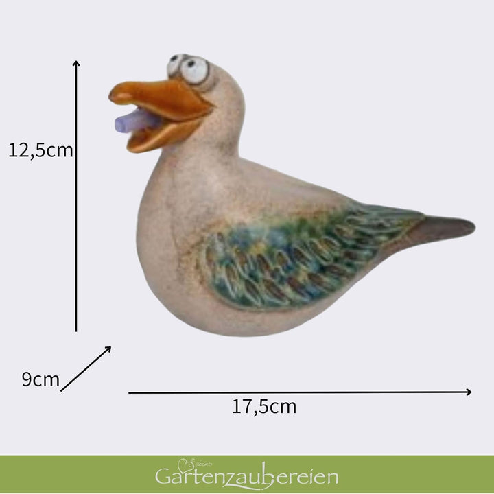 Solar-Wasserspeier Möwe für Teiche und Miniteiche - Keramik Tierfigur mit Solarpumpe - Garten und Ba