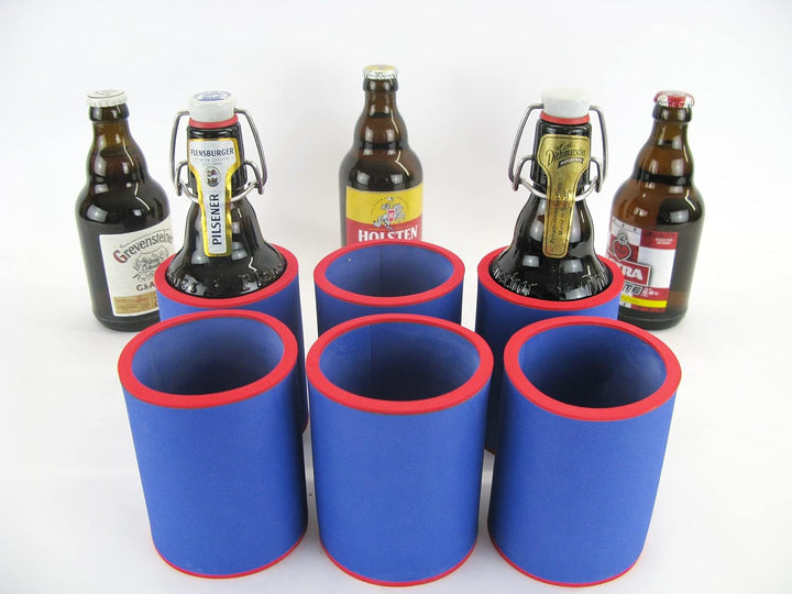 6X Blaue Getränkekühler - Bierkühler - Flaschenkühler für Kurze, Dicke 0,33L Bierflaschen aus bestem