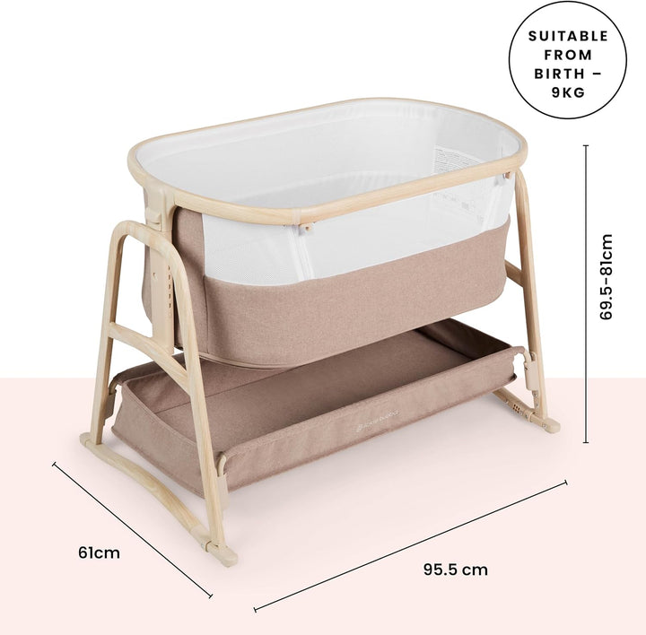 Ickle Bubba Bubba&Me Luxe Nachttisch Krippe - Co-Sleeper Babybett mit Rock oder Statischem Modus, ve
