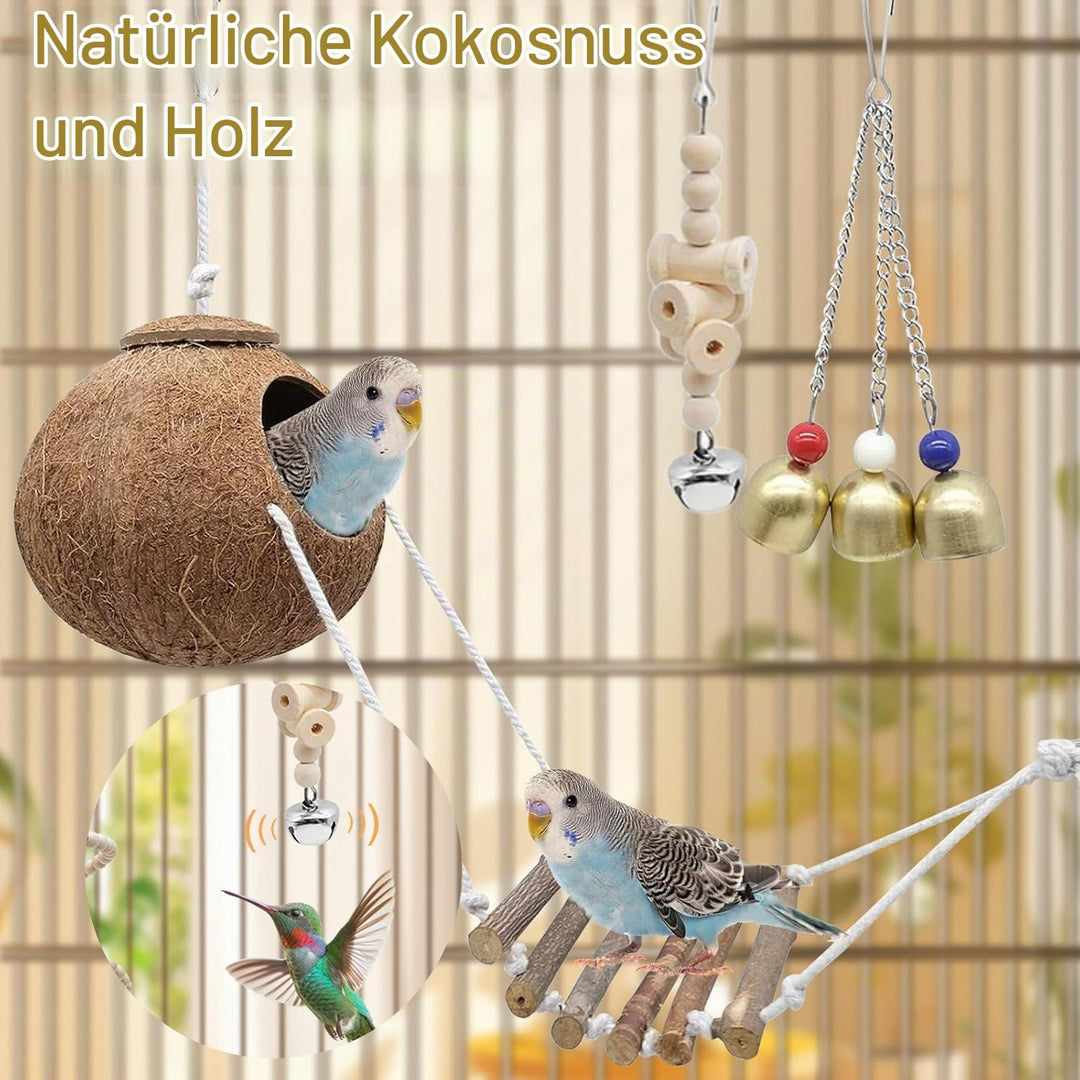 7 Stück Vogel Spielzeug, Wellensittich Zubehör, Vogelkäfig Zubehör, Vogel Spielzeug Wellensittich Sp