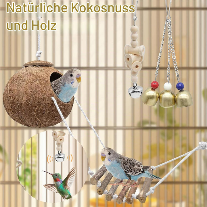 7 Stück Vogel Spielzeug, Wellensittich Zubehör, Vogelkäfig Zubehör, Vogel Spielzeug Wellensittich Sp