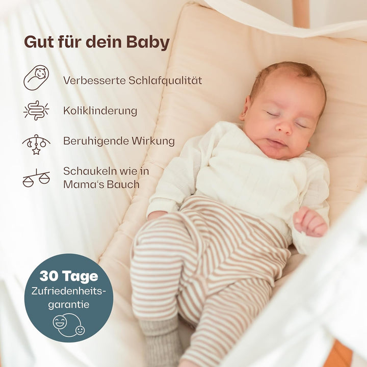 Lottili Federwiegen Motor | lautlos & selbstlernend | mit Timer & Dauermodus | fein einstellbare Sch