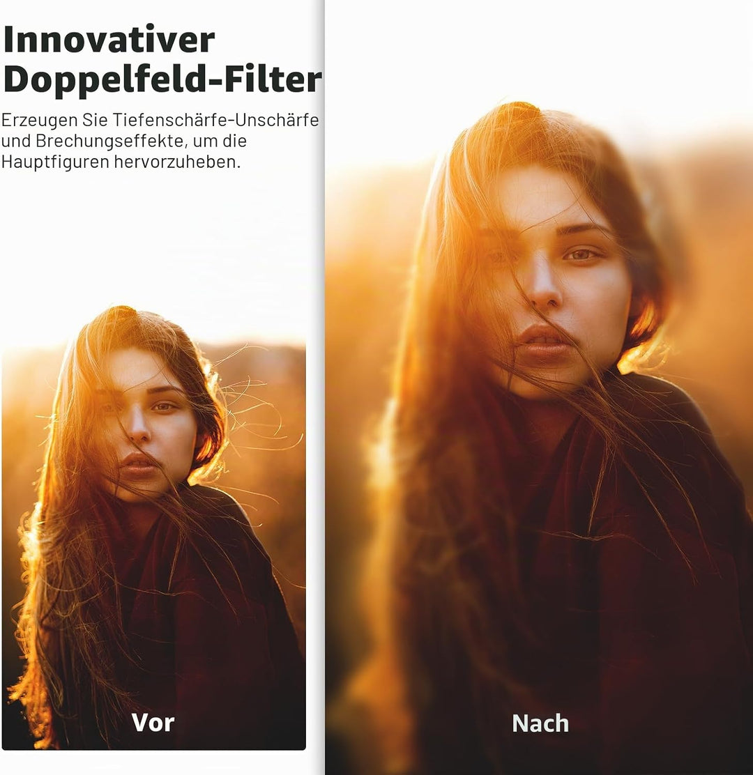 NEEWER 67mm Mittelfeld Geteilte Dioptrien Effektfilter, Kamera Linearprisma K9 optischer Glasfilter