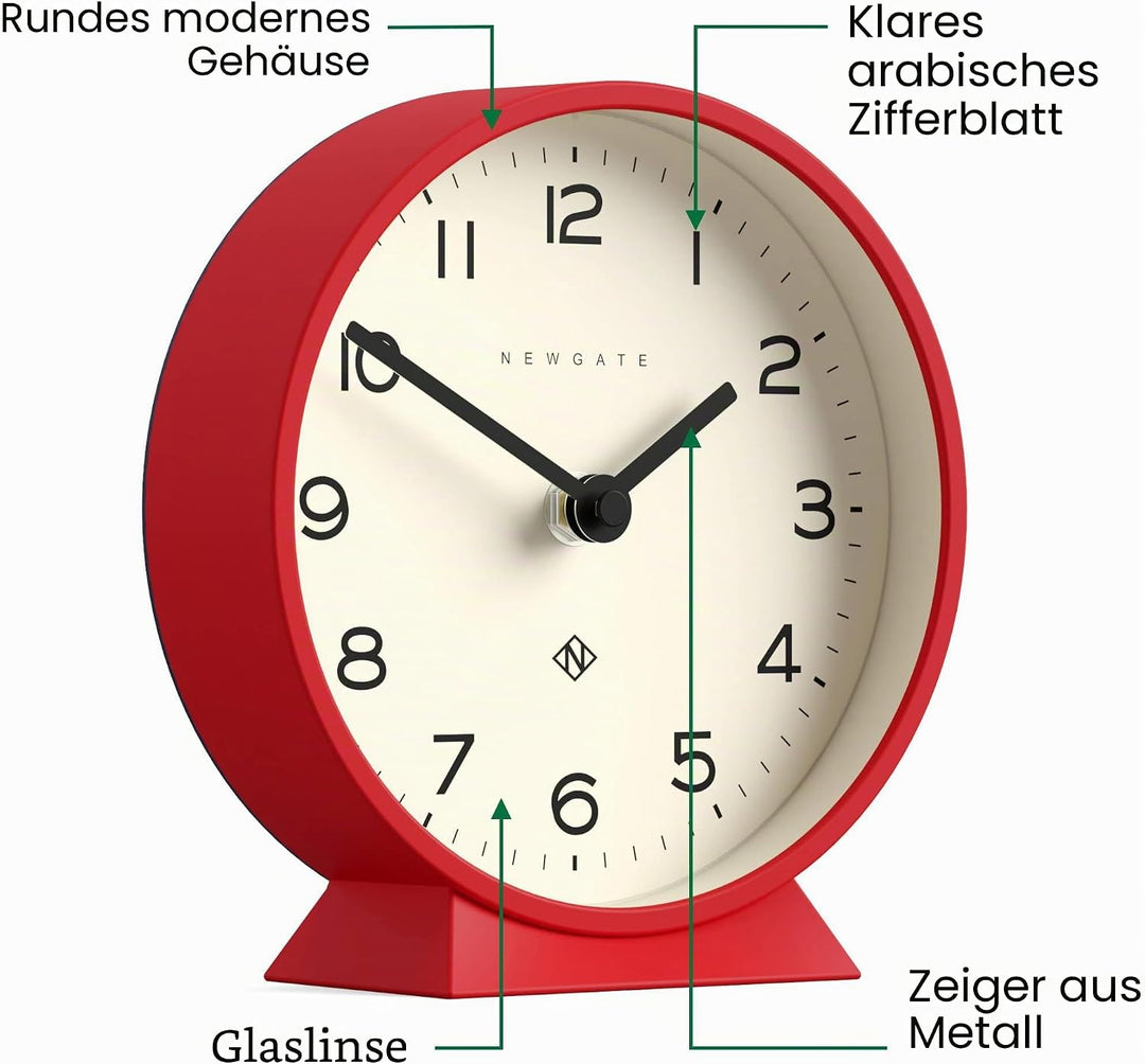 NEWGATE® M Mantel - Silent Sweep Kaminuhr - 'No Tick' - Moderne Kaminuhr - Kleine Uhr - Wohnzimmeruh
