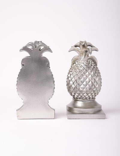 HAUCOZE Buchstützen Skulptur Ananas Dekor Tisch Statue Arts Polyresin Geschenk Silber Figuren 26cm,