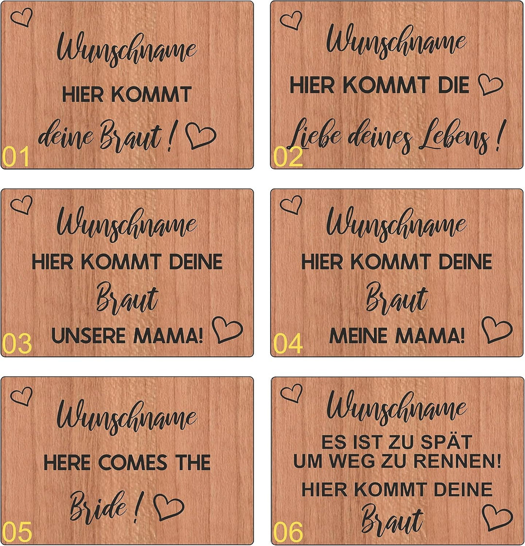 Schild für die Hochzeit, Vintage Schild aus Holz für die Trauung, Hier kommt die Braut personalisier
