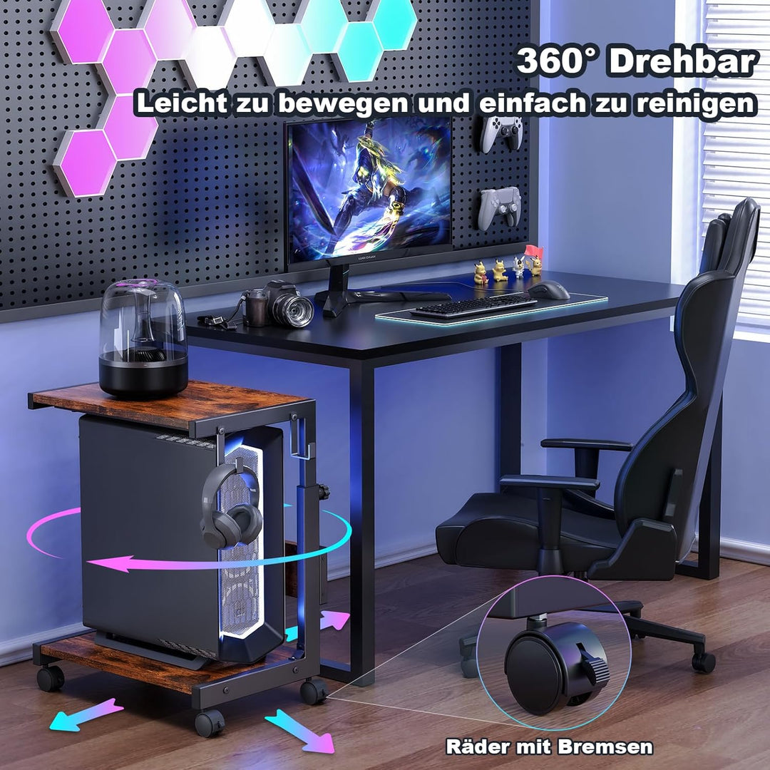 Höhenverstellbarer Computer-Tower-Ständer mit 2-stöckigem ATX-Gehäuse, bodenstehender Computerstände
