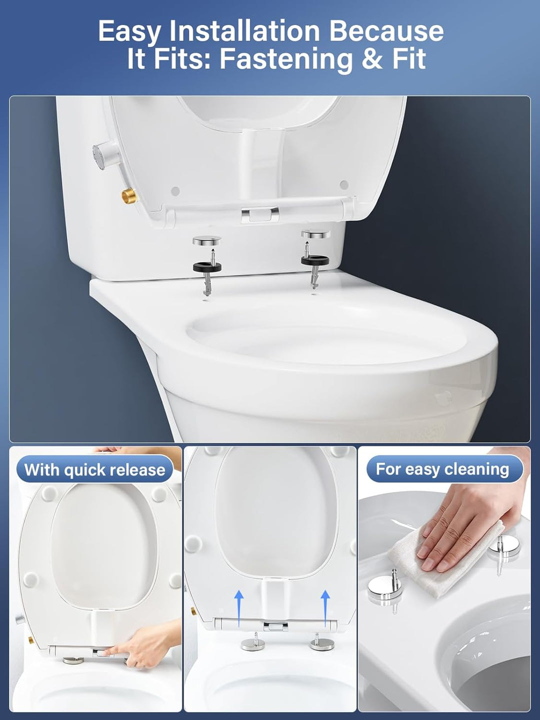 Toilettendeckel mit Bidet,YEAUPE PRO WC Sitze mit Absenkautomatik, nicht elektrisch, mit selbstreini