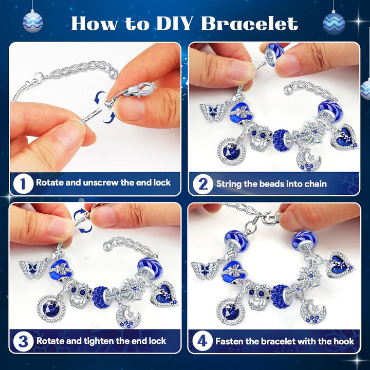 Adventskalender 2025 Frauen Mädchen Schmuck, 24 Füllung Weihnachtskalender Armband Halsketten Charm,