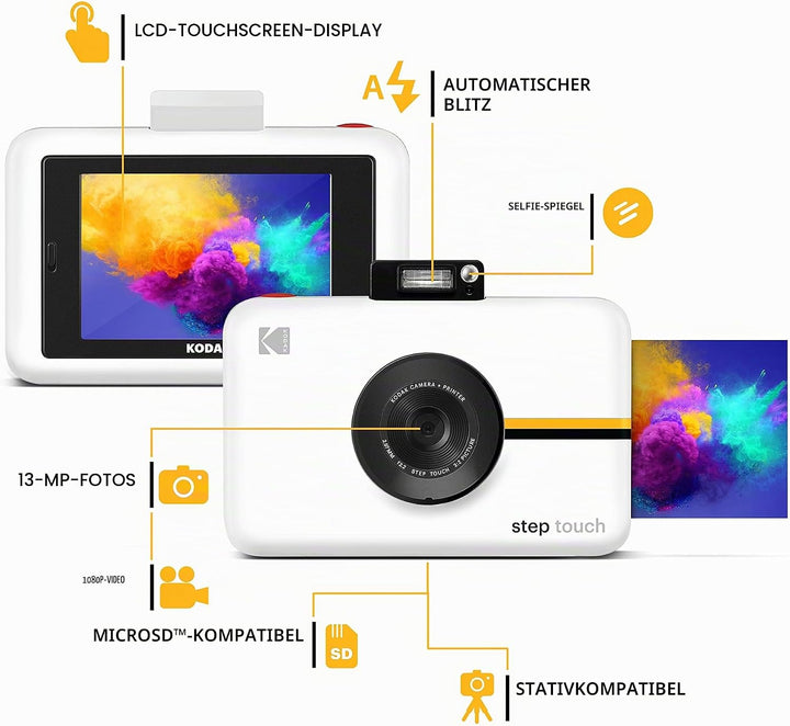 KODAK Step Touch 13MP Digitalkamera und Instant-Drucker mit 3.5 -LCD-Touchscreen-Display, 1080p HD-V