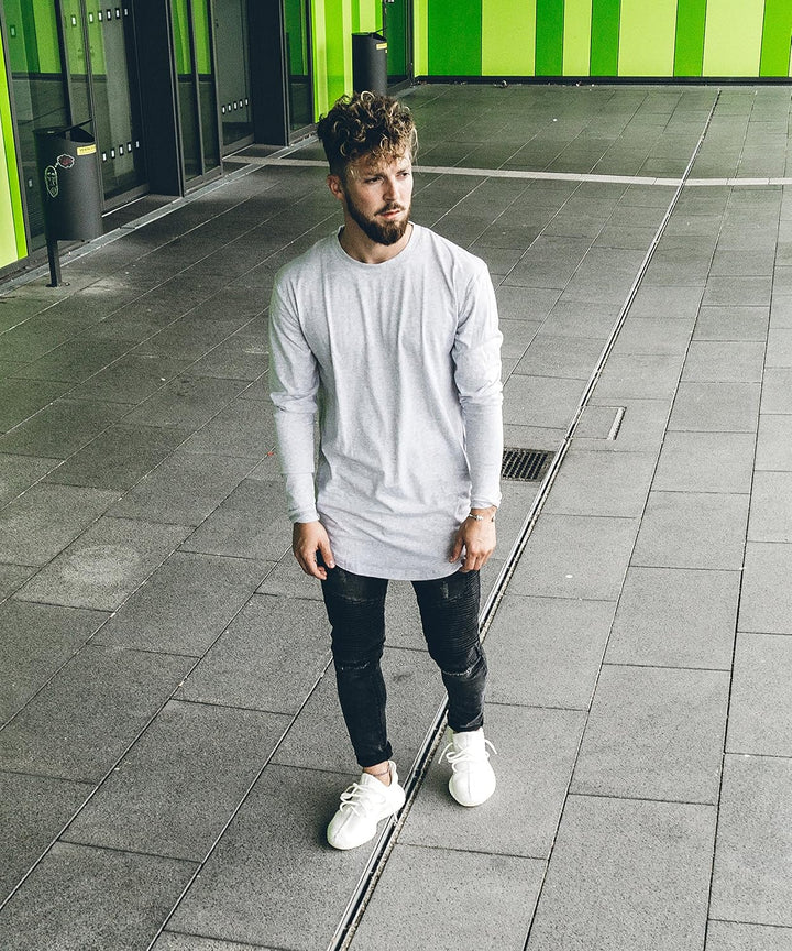 Blackskies Side Zip Langarm T-Shirt | Langes Oversize Fashion Basic Longsleeve Herren Longshirt Long