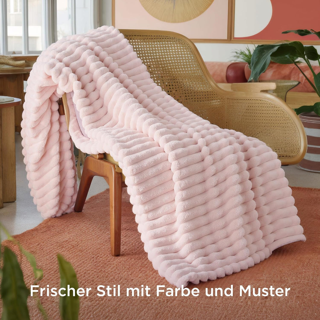 BEDSURE Kuscheldecke für Zimmer Deko - Wolldecke & Fleecedecke, Sofadecke, Weiche Warme Grobe Kordde