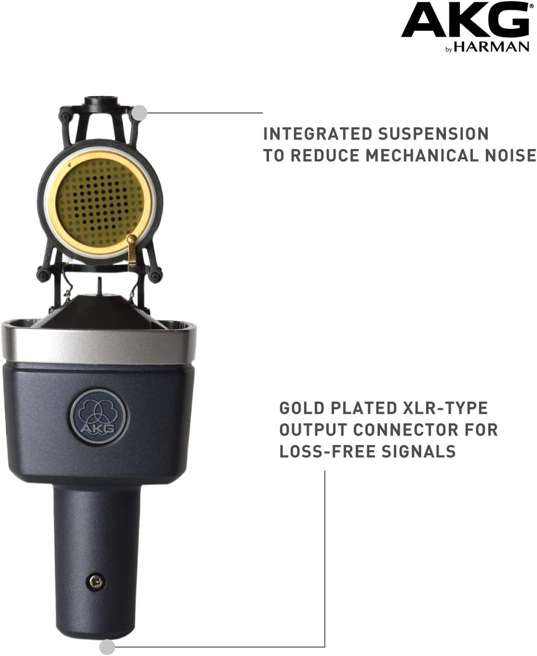 AKG C214 Professionelles Grossmembran-Kondensatormikrofon &amp; Stagg Mikrofonkabel 3 Meter - 1x XLR Mal