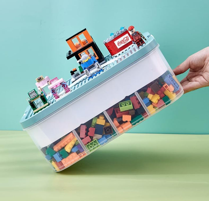 Dreifach Aufbewahrungsbox für Lego Bausteine Ablagefächer Stapelbar Kisten Spielzeug Aufbewahrung mi