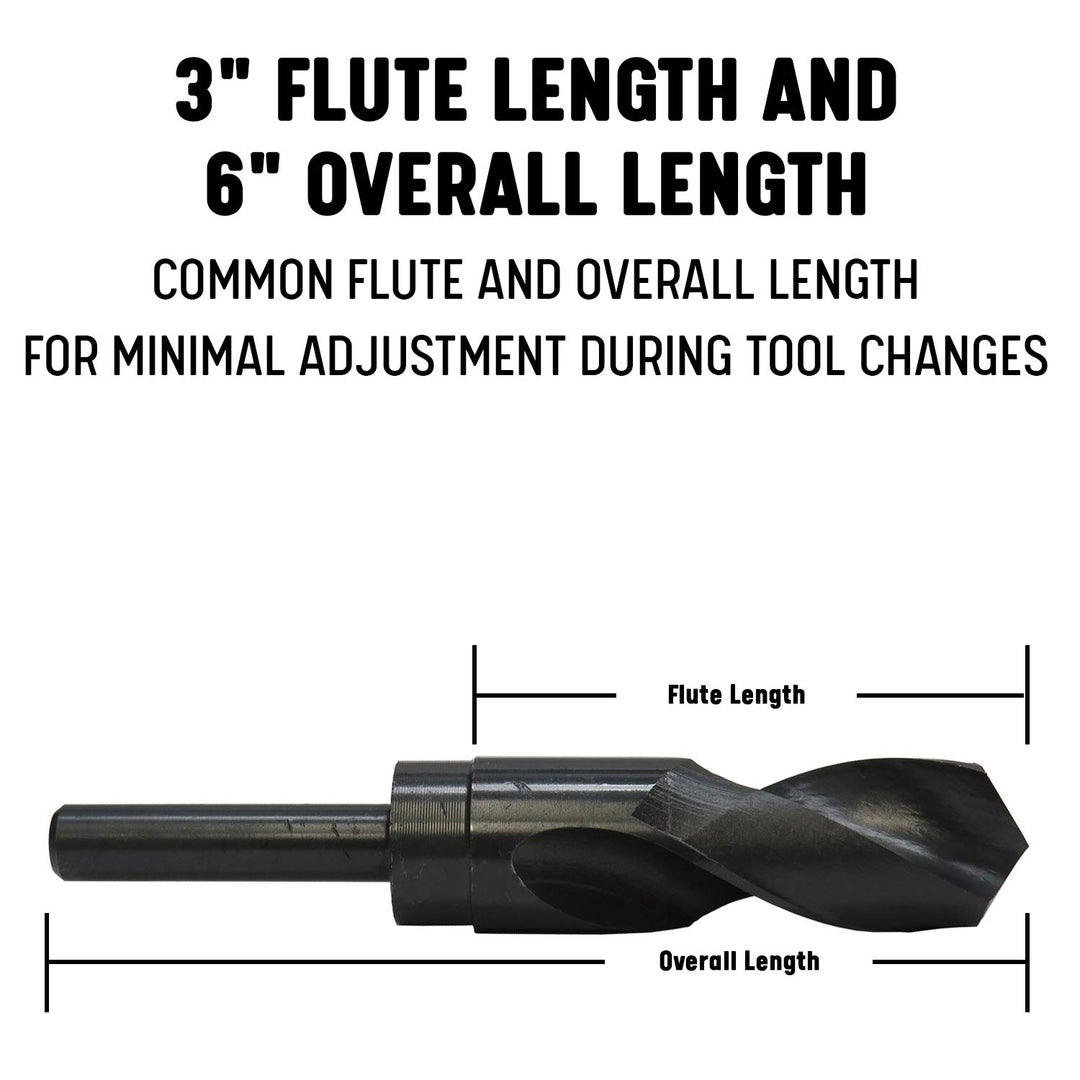 Drill America 27/32 Zoll Hochgeschwindigkeitsstahlbohrer mit reduziertem Schaft mit 1,9 cm Schaft, D