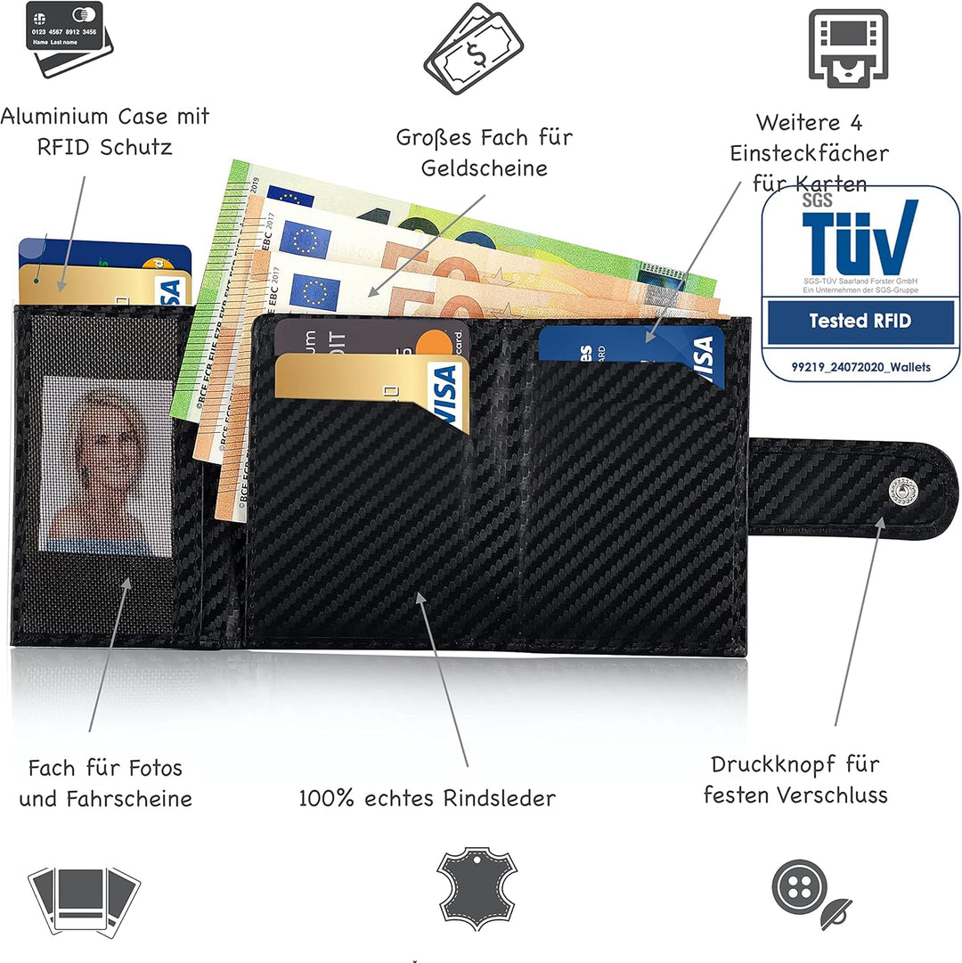 Manufaktur Nikita® Kreditkartenetui Echtleder | Geldbörse mit RFID-Schutz | Wallet für 10 Karten | f