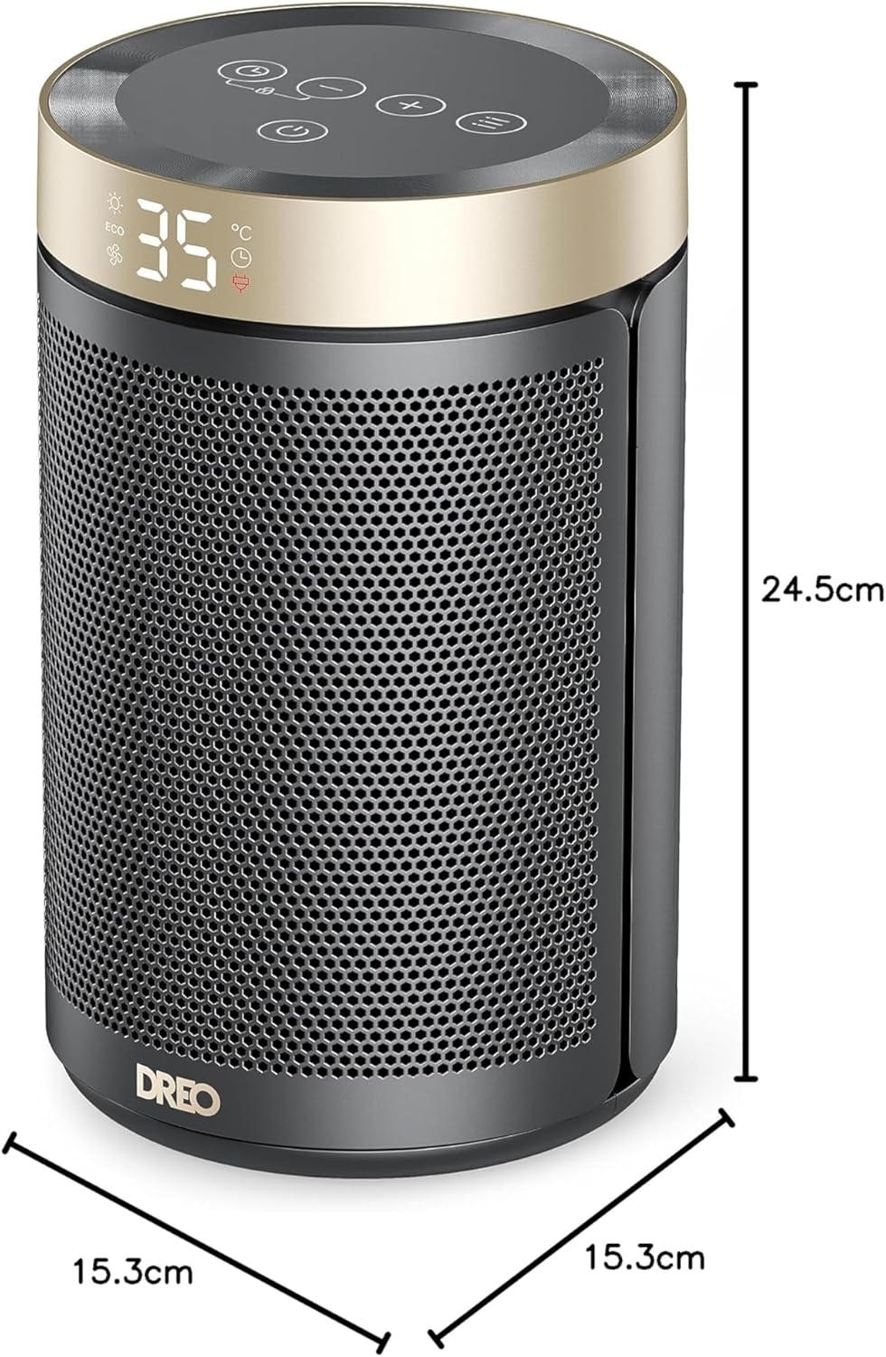Dreo Energiesparender Heizlüfter, 34 dB Leiser 1500W Elektrischer PTC Keramik, Thermostat, Überhitzu