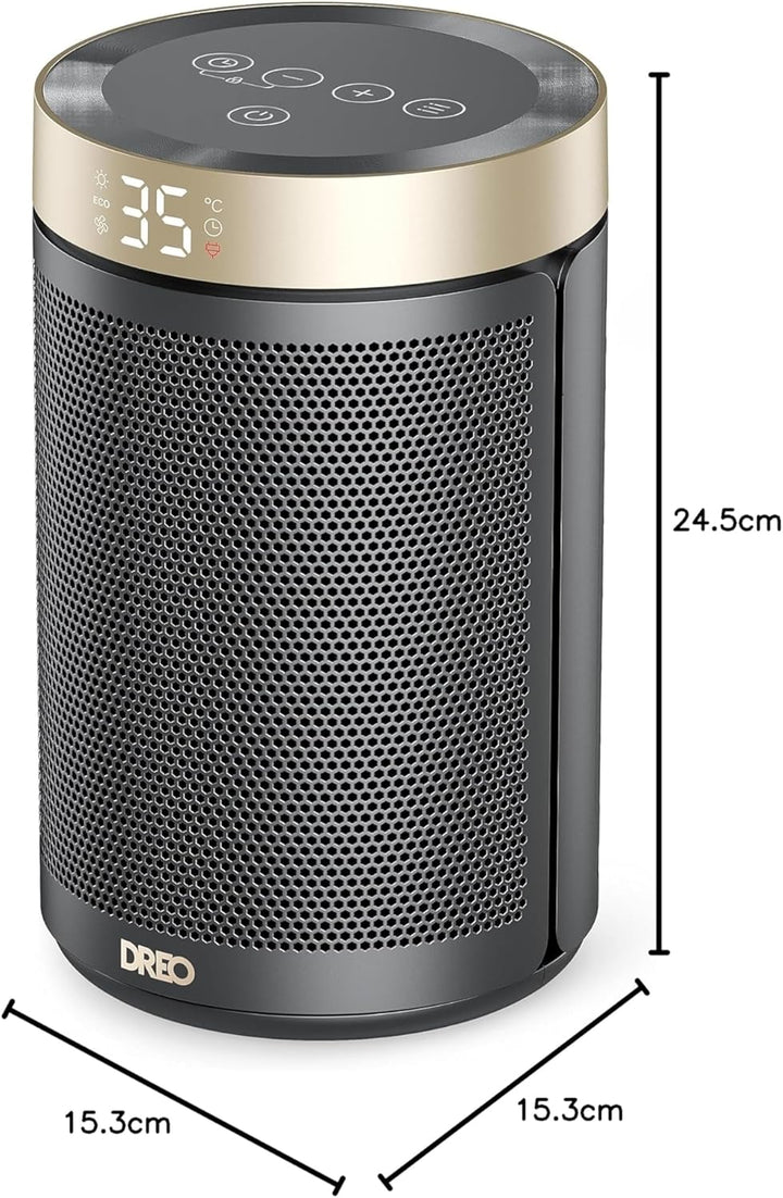 Dreo Energiesparender Heizlüfter, 34 dB Leiser 1500W Elektrischer PTC Keramik, Thermostat, Überhitzu