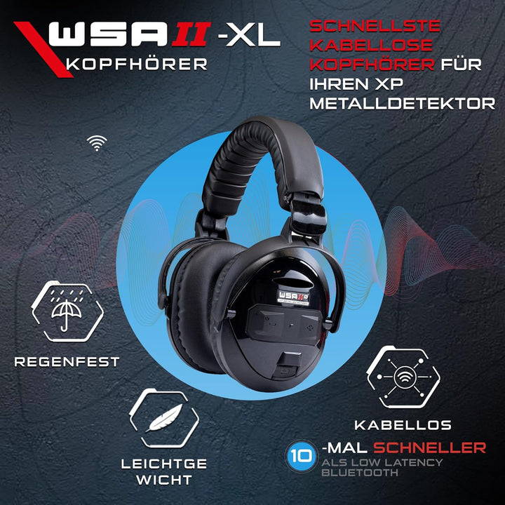 XP METAL DETECTORS WSAII-XL Kabellose Kopfhörer für Deus II, bequem und leicht zu tragen Dank kompak