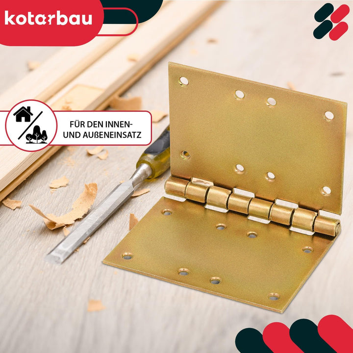 KOTARBAU® 10 Stück Türscharniere 100 mm x 150 mm Gerollt Verzinkt Gelb Kantige Scharniere Möbelband