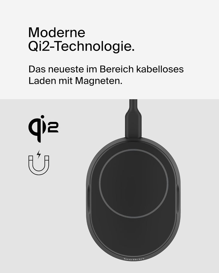 Belkin BoostCharge Pro induktive Ladestation 15W, Qi2-Ladegerät, kabelloses Ladegerät, kompatibel mi