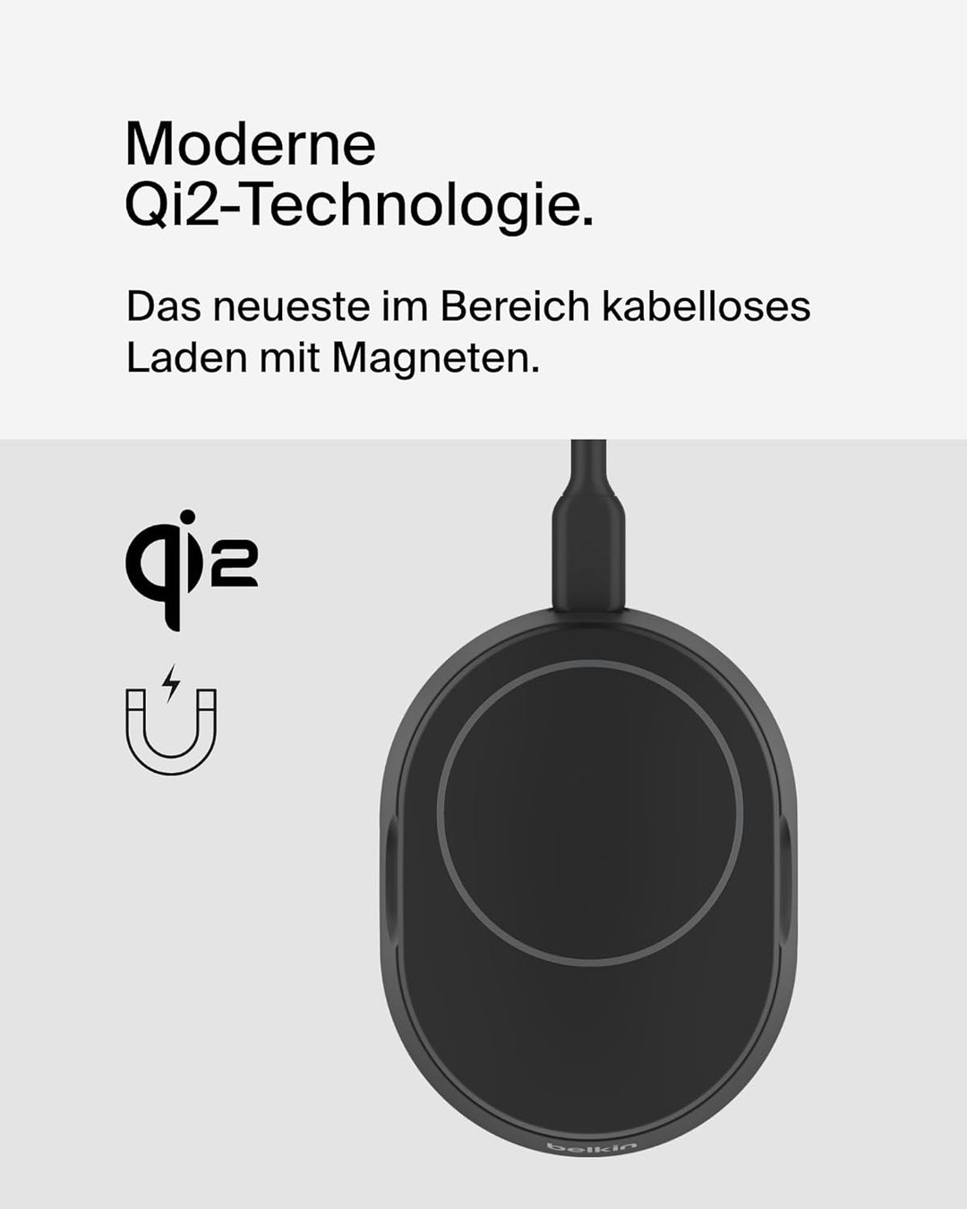 Belkin BoostCharge Pro induktive Ladestation 15W, Qi2-Ladegerät, kabelloses Ladegerät, kompatibel mi