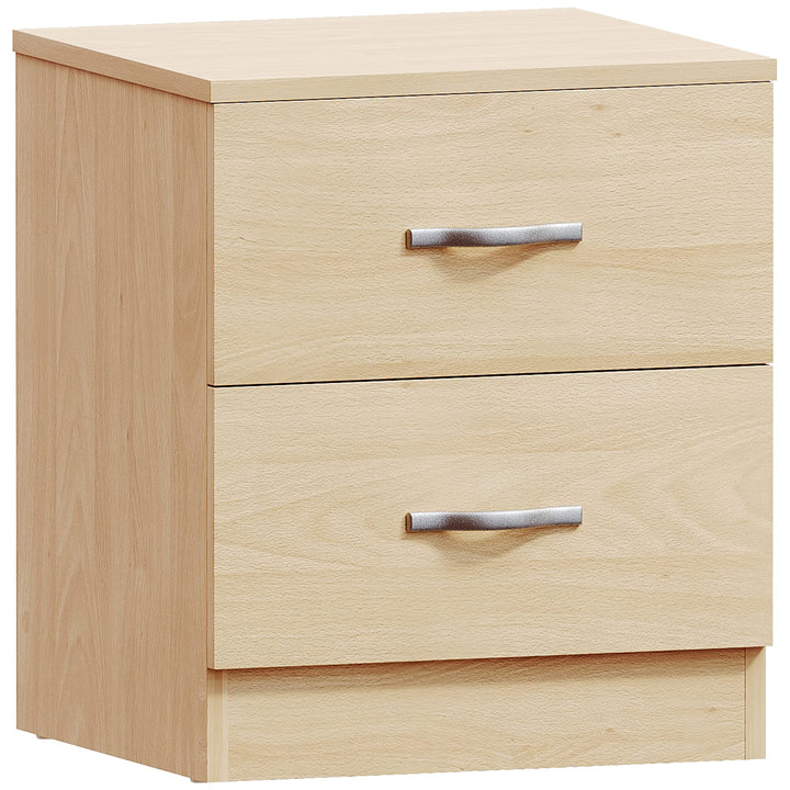 Vida Designs Nachttisch, Kiefer, 2 Schubladen mit Metallgriffen und -schienen, einzigartige Schublad