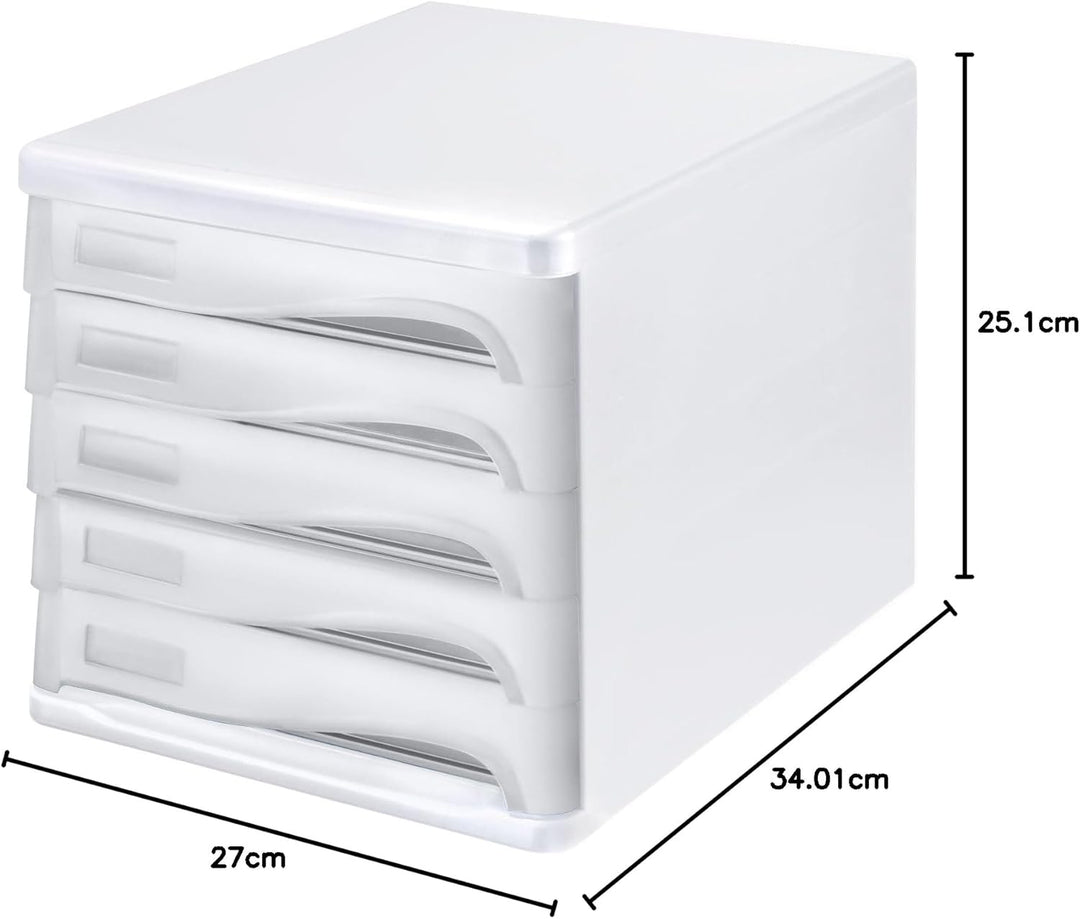 Helit H6129482 - Schubladenbox Economy, 5 Fächer, beschriftbar, lichtgrau, Lichtgrau