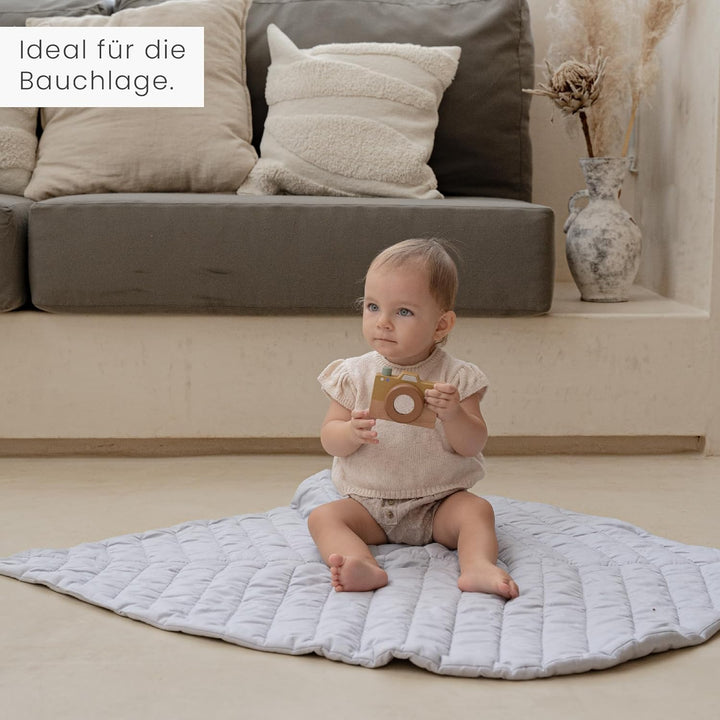 Toddlekind Krabbeldecke für Babys, Blattform, handgenäht, Baby-Spielmatte aus Bio-Baumwolle, 116×87