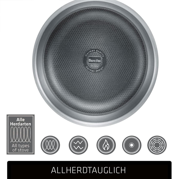 Berndes Topf Tricion Resist 16 cm, Stieltopf mit Deckel 1,8 l Volumen, für alle Herdarten inkl. Indu