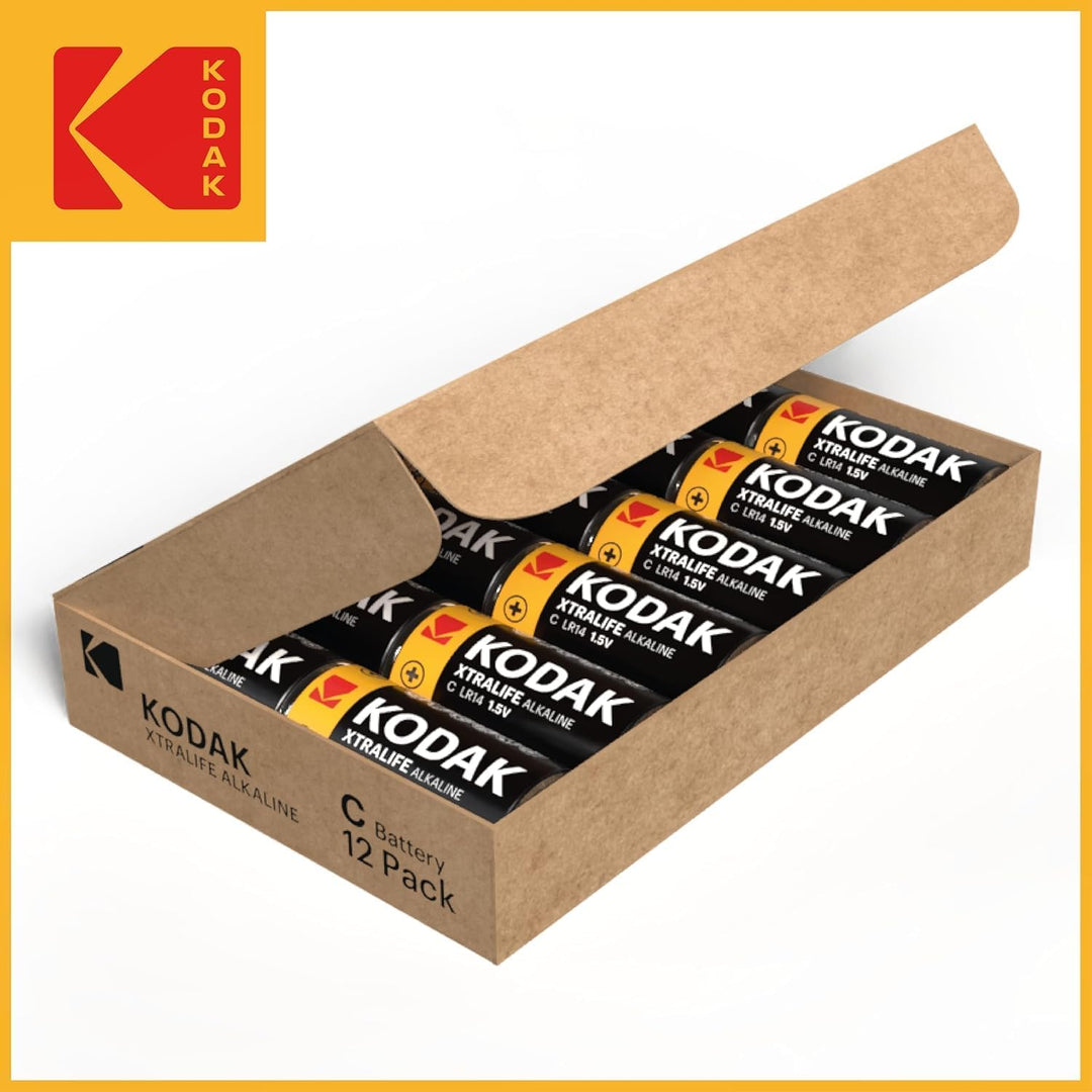 Kodak | Typ C Batterien | C Zellen LR14 Batterie | 12 Stück | Alkalibatterie | 1,5 V