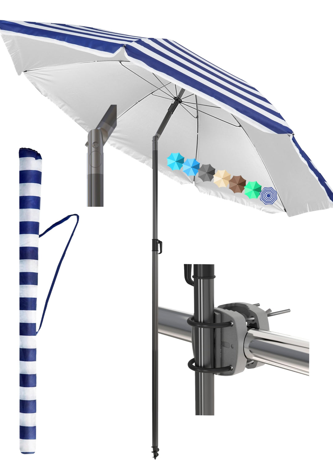 4smile Sonnenschirm Balkon SunnyJoy Ø 180 cm, 3-IN-1 Set - UPF 50+ Balkon Schirm + Sonnenschirmhalte