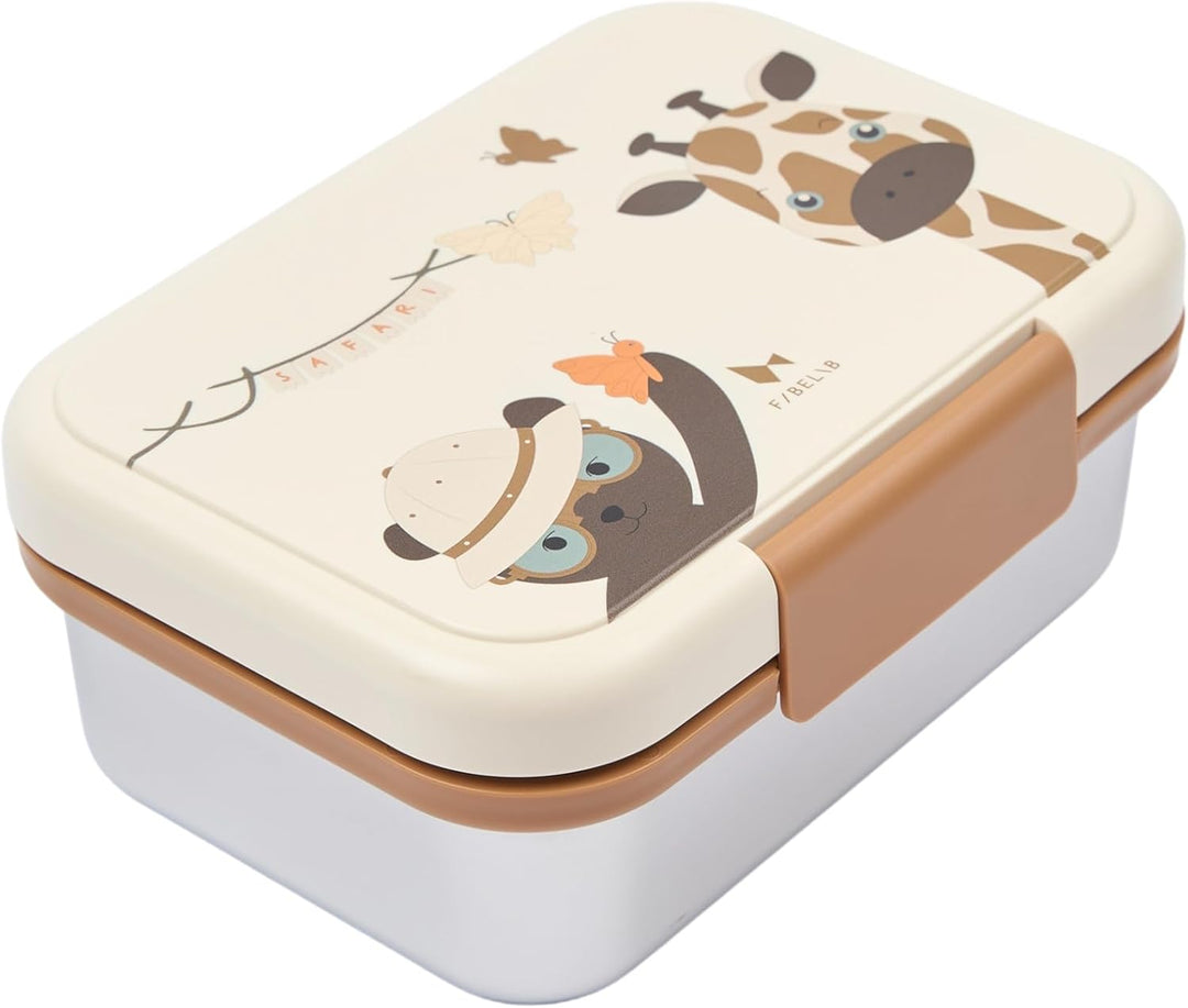 Fabelab Brotdose Kinder Mit Fächern Safari Jungle Bear | Lunchbox Aus Edelstahl 1000 Ml Auslaufsiche