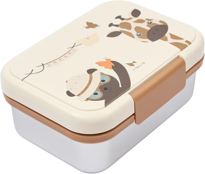 Fabelab Brotdose Kinder Mit Fächern Safari Jungle Bear | Lunchbox Aus Edelstahl 1000 Ml Auslaufsiche