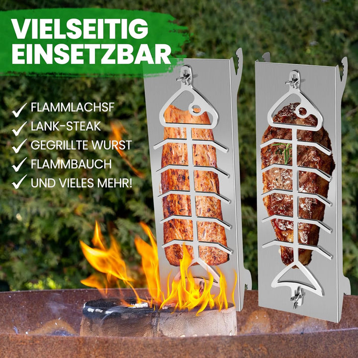 Edelstahl Flammlachshalter für Feuerschalen und Grills mit Wandstärke bis 6mm-5-stufig verstellbares