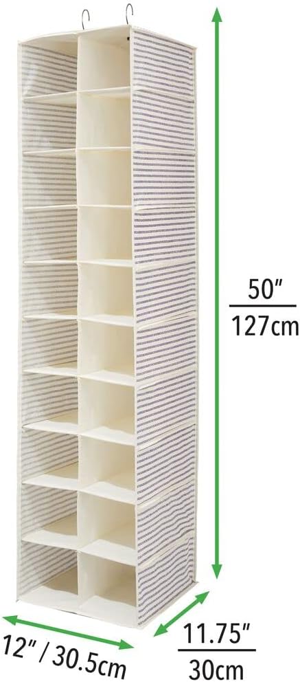 mDesign Hängeaufbewahrung mit 20 Fächern – grosser Hänge Organizer für die Kleiderstange – platzspar