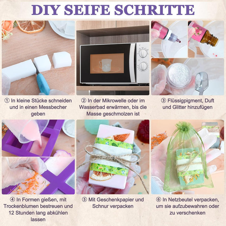 Vezerd Seife Selber Machen, Kreative Bastelset Erwachsene DIY Set | Seifenherstellung mit Seifenform
