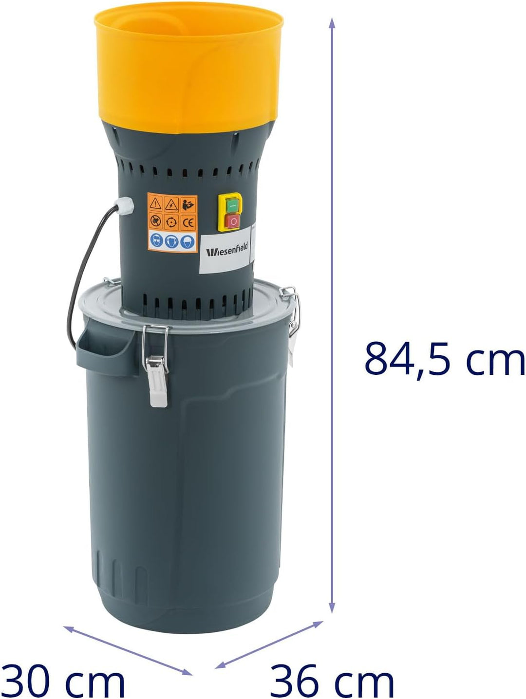 Elektrische Getreidemühle inkl. 25 l Auffangbehälter & 5 Sieben 300 kg/h 1300 W Schrotmühle Kornmühl