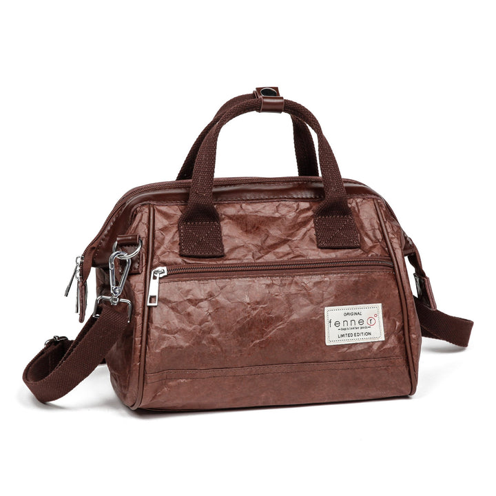 Fenner-Fashion Paper Bag Bowling Bag, Schultertasche, Henkeltasche Budapest Dunkelbraun, Dunkelbraun