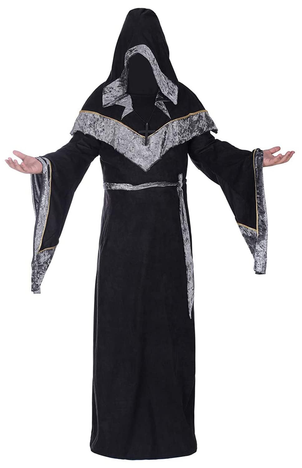 Mystische Zauberer Robe Halloween Cosplay Kostüme für Männer, Erwachsene Mittelalter Uniform Vintage