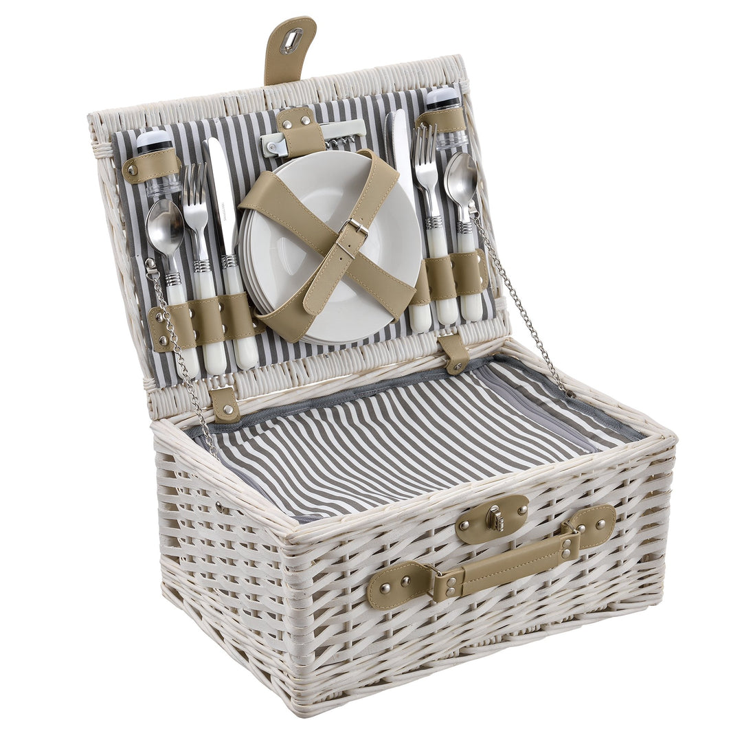 casa.pro Picknickkorb für 4 Personen Picknick-Set mit Kühltasche inkl. Geschirr Besteck Korkenzieher