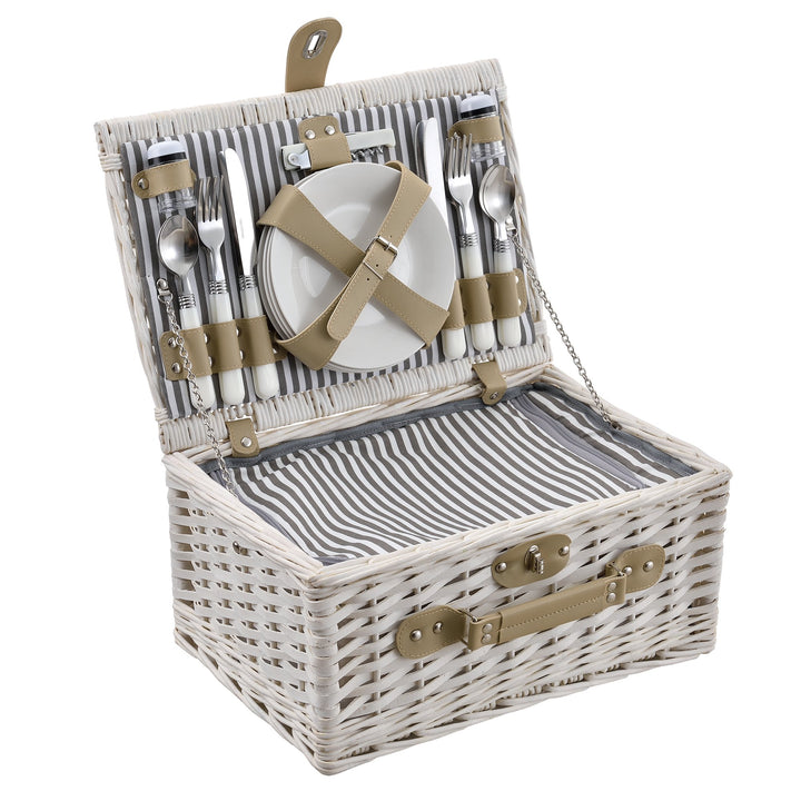 casa.pro Picknickkorb für 4 Personen Picknick-Set mit Kühltasche inkl. Geschirr Besteck Korkenzieher