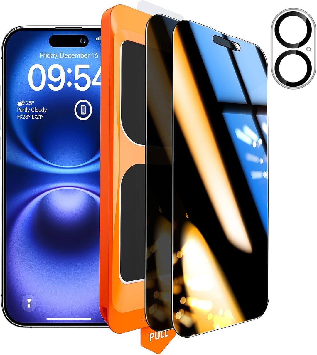 TOCOL für iPhone 16 für Panzerglas Sichtschutz, Stossfest Full Screen Auto-Installation 0 Blasen 9H